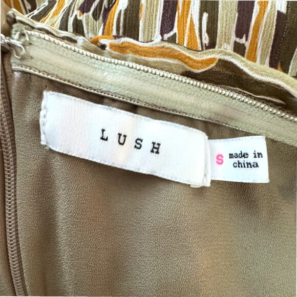 LUSH Sleeveless Jumper Jumpsuit Pants  Romper Olive Green Mustard Gold Palazzo S - Picture 9 of 11